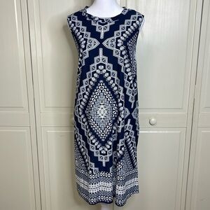 APT. 9 Women’s Blue Fair Isle Sleeveless Shift Dress Size L